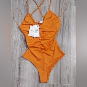 MNG Orange Kids One Piece Swimsuit size S brand new w tags